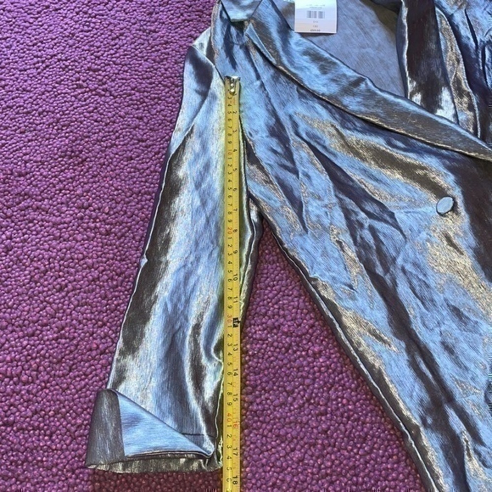 NWT Topshop top shop Metallic Blazer Dress shiny grey silver jacket dress mini 6 - Picture 5 of 7